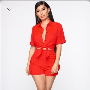 2 piece cargo short set. Comes with Top and Bottoms.